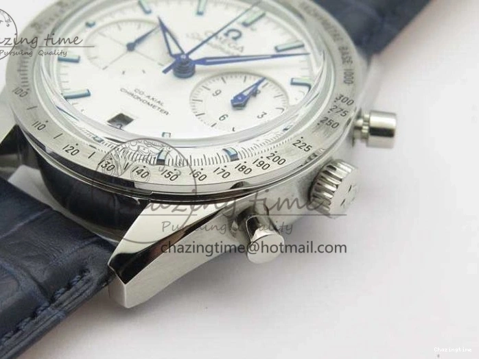 0126 AllSeason Speedmaster ’57 Co-Axial OMF 1:1 Best Edition White Dial Blue Markers A9300 (Free Leather Strap) 8132